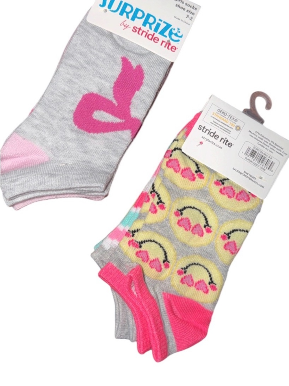 Stride Rite Girls' Pink & Gray No-Show Sock Pack